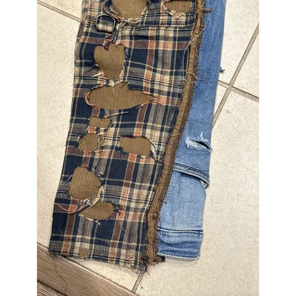 Blackmeans Shredded boro patchwork plaid cropped cargo denim - Picture 9 of 14